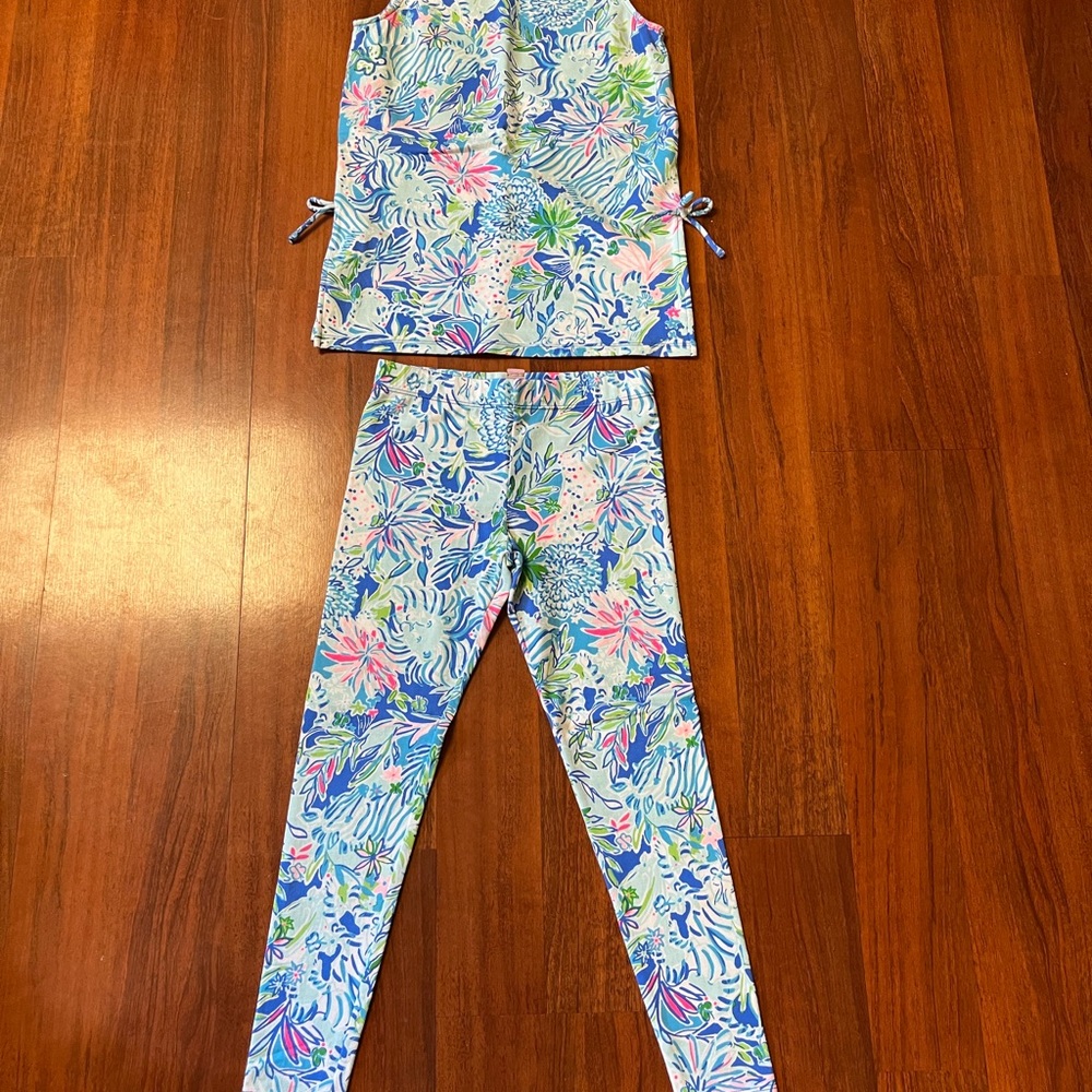 Floral Print Sleeveless Top and Leggings Set